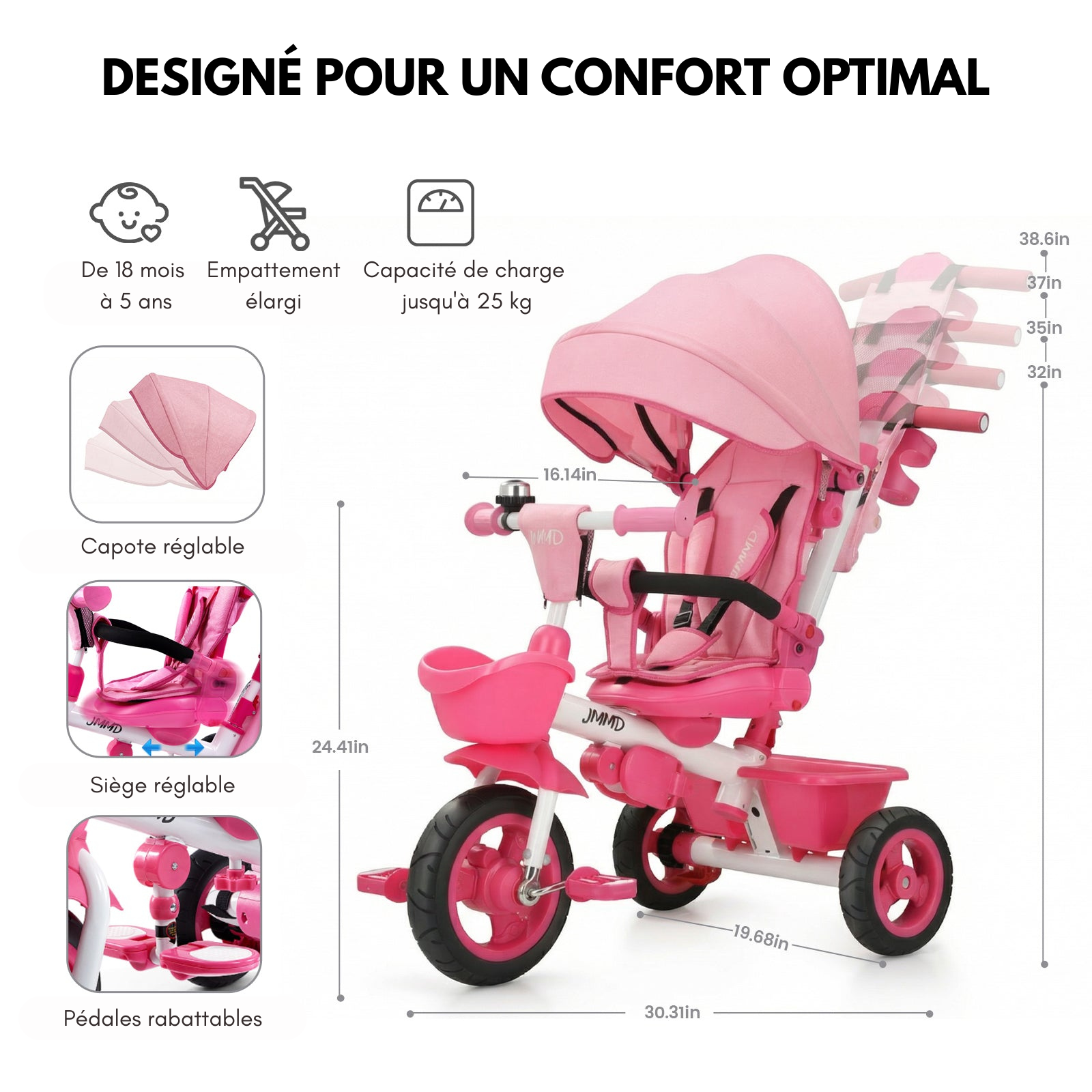 Tricycle 7-en-1 pour tout-petits qui évolue avec votre enfant (de 1 à 5 ans)