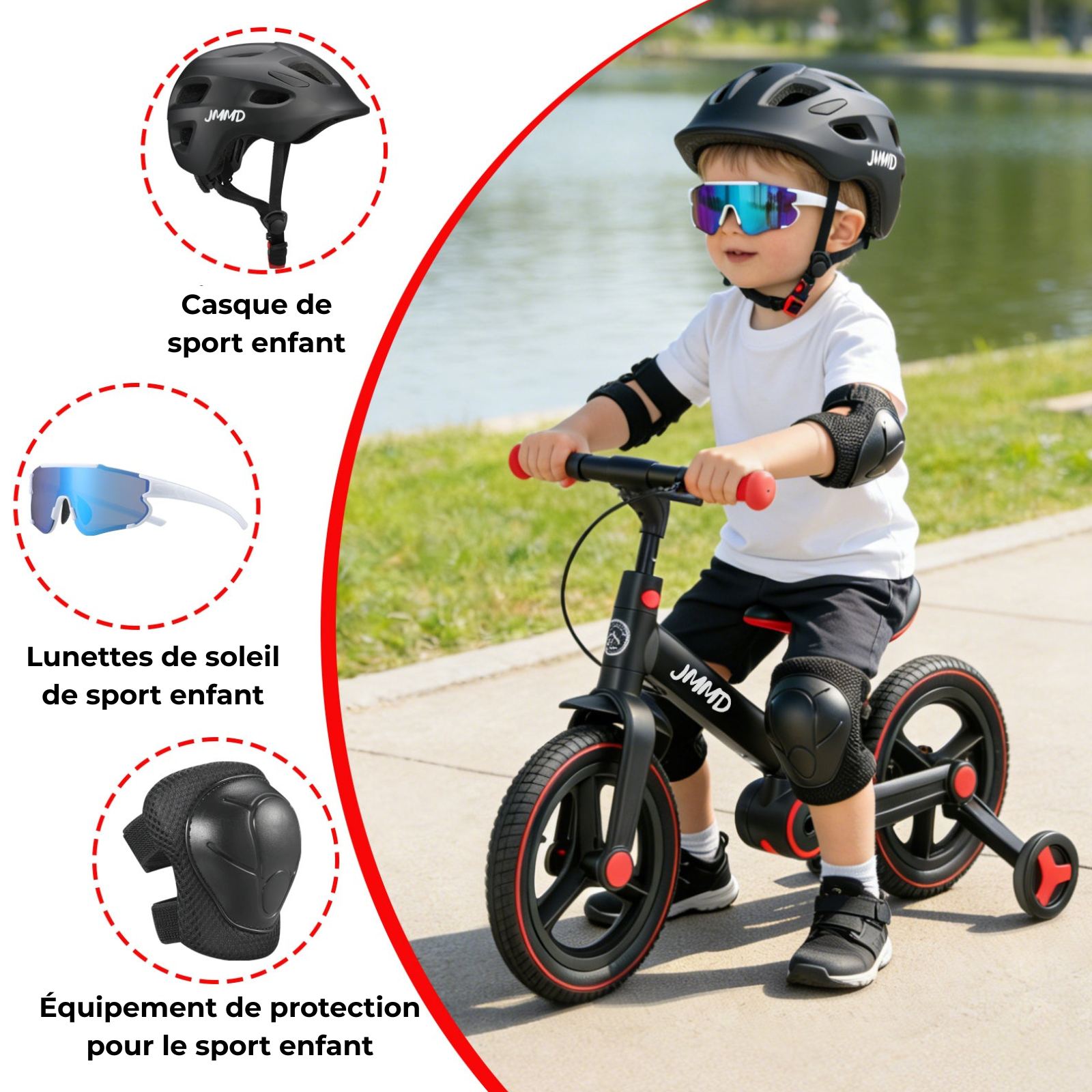 Ensemble casque et protections de vélo pour enfants JMMD™